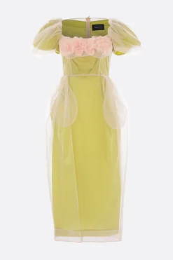 Abiti>SIMONE ROCHA abito a doppio strato in tulle con fiori Verde