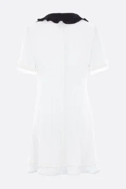 Abiti>JIL SANDER abito corto in georgette crinkled Bianco