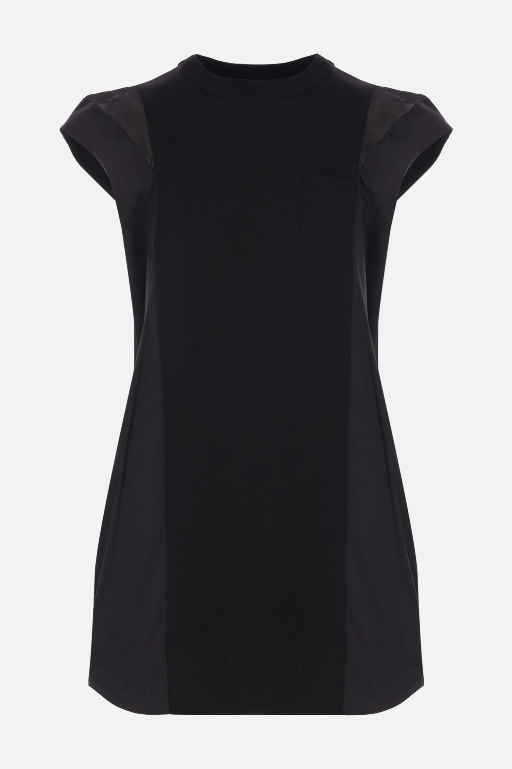 Abiti>SACAI abito corto in popeline e jersey Nero