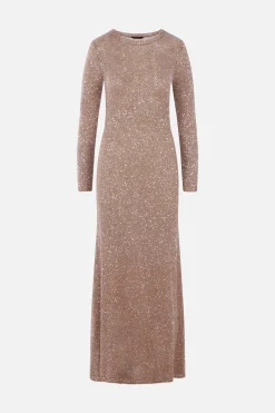 Abiti>BALENCIAGA abito lungo in maglia con paillettes Marrone