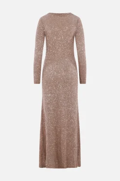 Abiti>BALENCIAGA abito lungo in maglia con paillettes Marrone