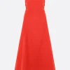 Abiti>MOLLY GODDARD abito midi Reggie in lino e cotone Rosso