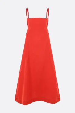 Abiti>MOLLY GODDARD abito midi Reggie in lino e cotone Rosso