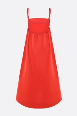 Abiti>MOLLY GODDARD abito midi Reggie in lino e cotone Rosso