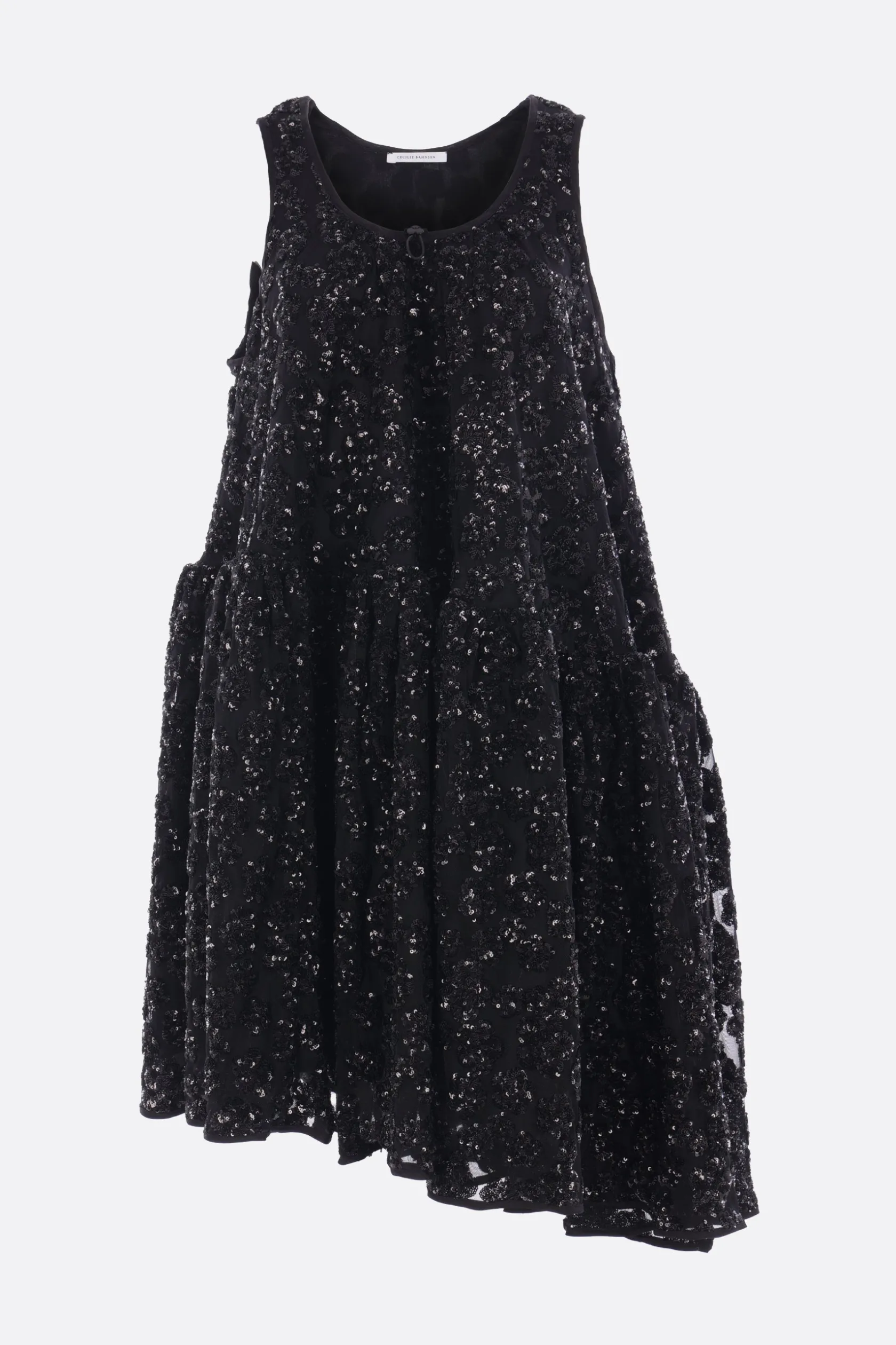 Abiti>CECILIE BAHNSEN abito smanicato Azelia in tulle con paillettes Nero