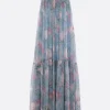 Abiti>CHLOÉ abito smanicato in seta stampa floreale Blu
