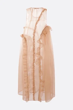 Abiti>CECILIE BAHNSEN abito smanicato Opal in organza Marrone
