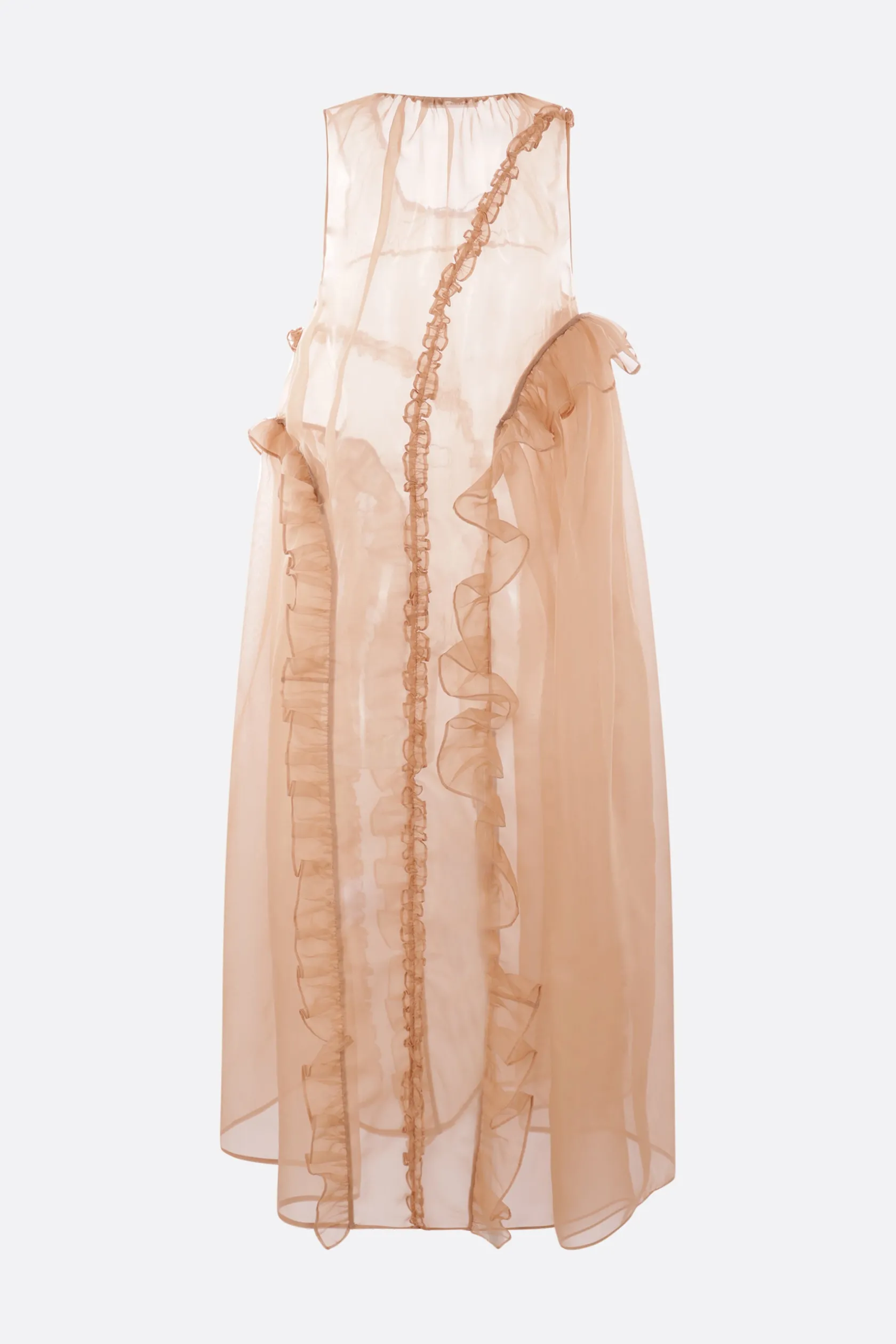 Abiti>CECILIE BAHNSEN abito smanicato Opal in organza Marrone