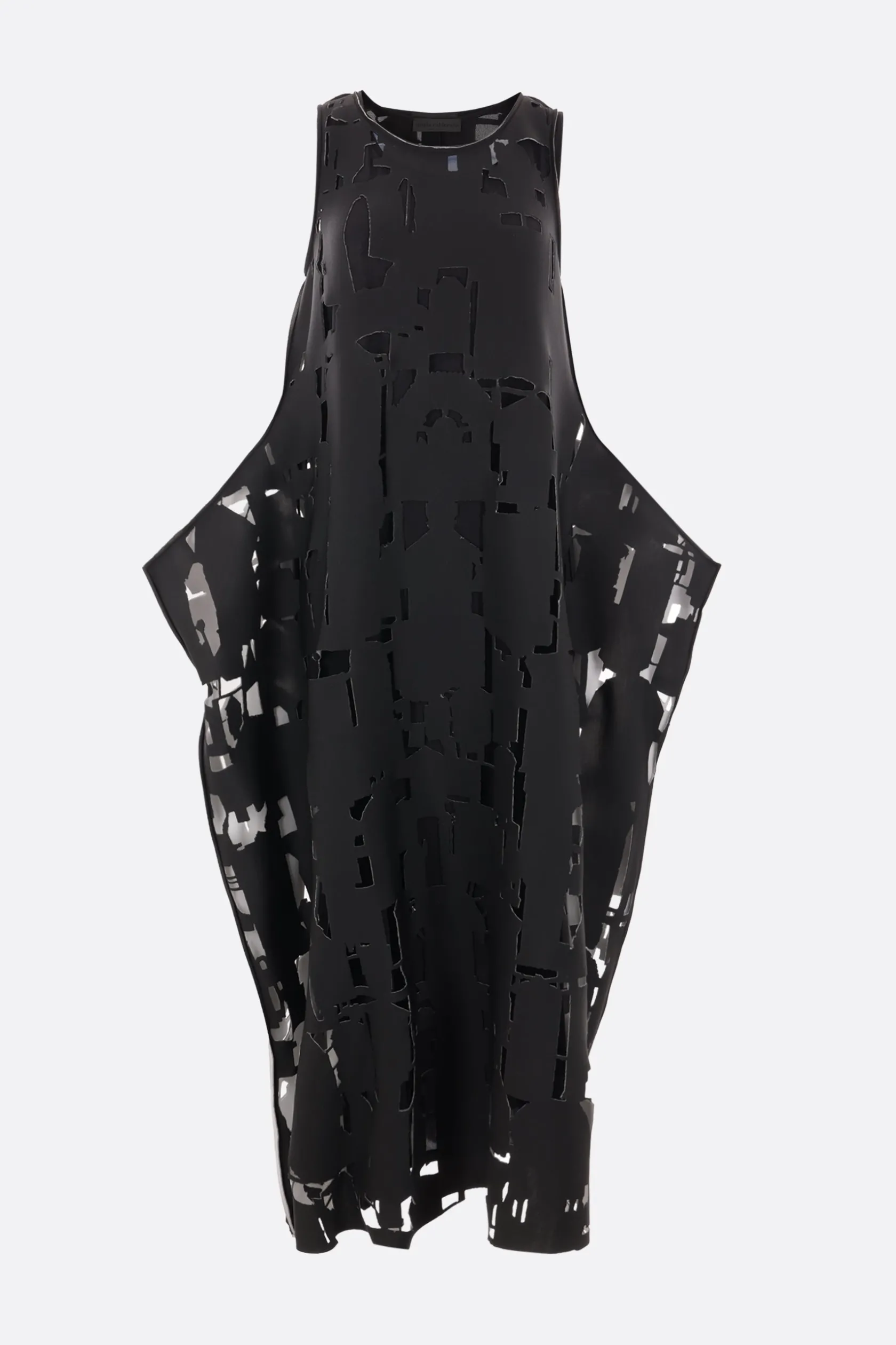 Abiti>MARIA CALDERARA abito smanicato Puppet in tessuto scuba laser-cut Nero