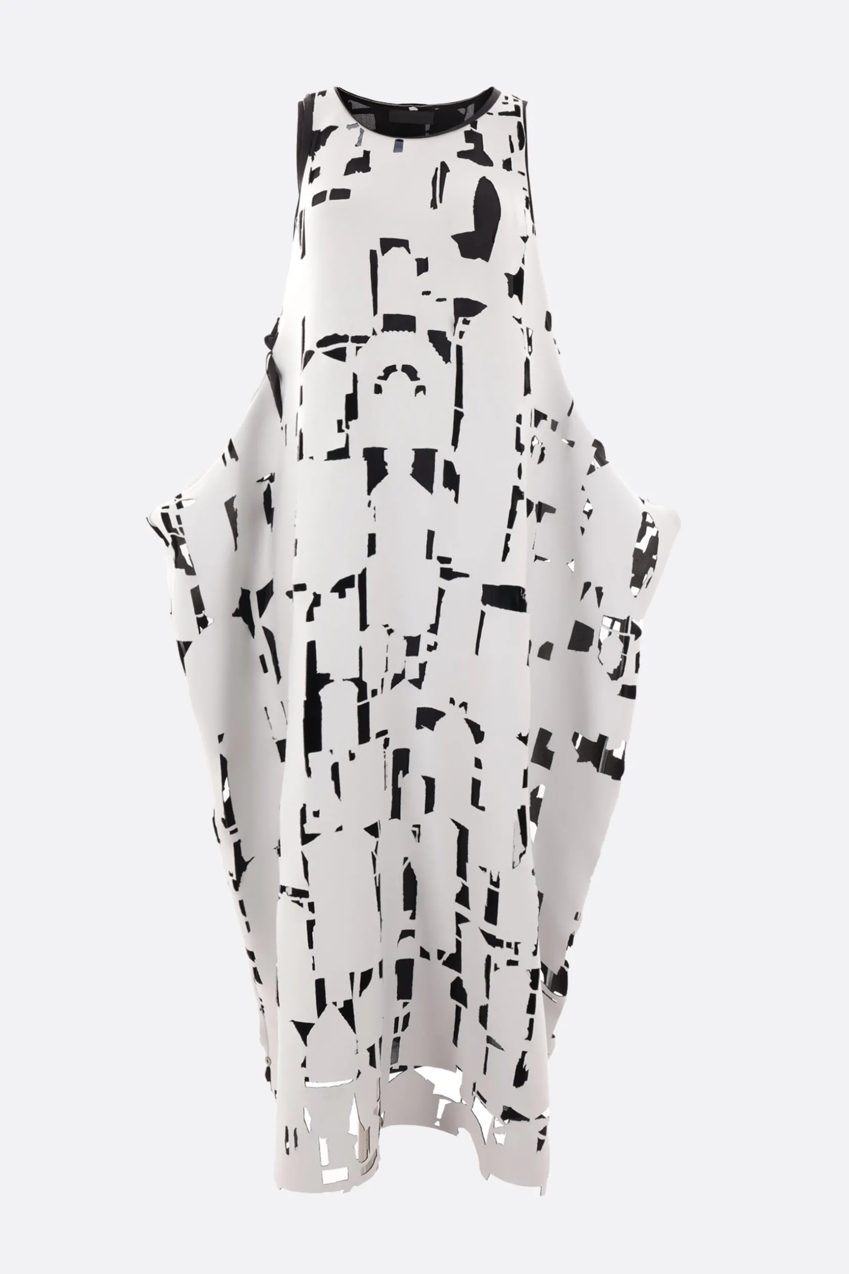 Abiti>MARIA CALDERARA abito smanicato Puppet in tessuto scuba laser-cut Nero