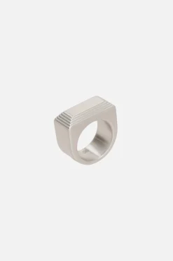 Gioielli>RICK OWENS anello Etched Beveled in ottone Argento