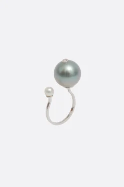 Gioielli>DELFINA DELETTREZ anello Pearl Piercing Grigio