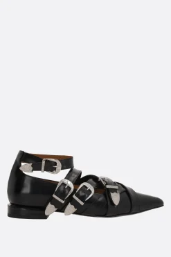 Scarpe Basse>TOGA PULLA ballerina in pelle spazzolata con fibbie Nero