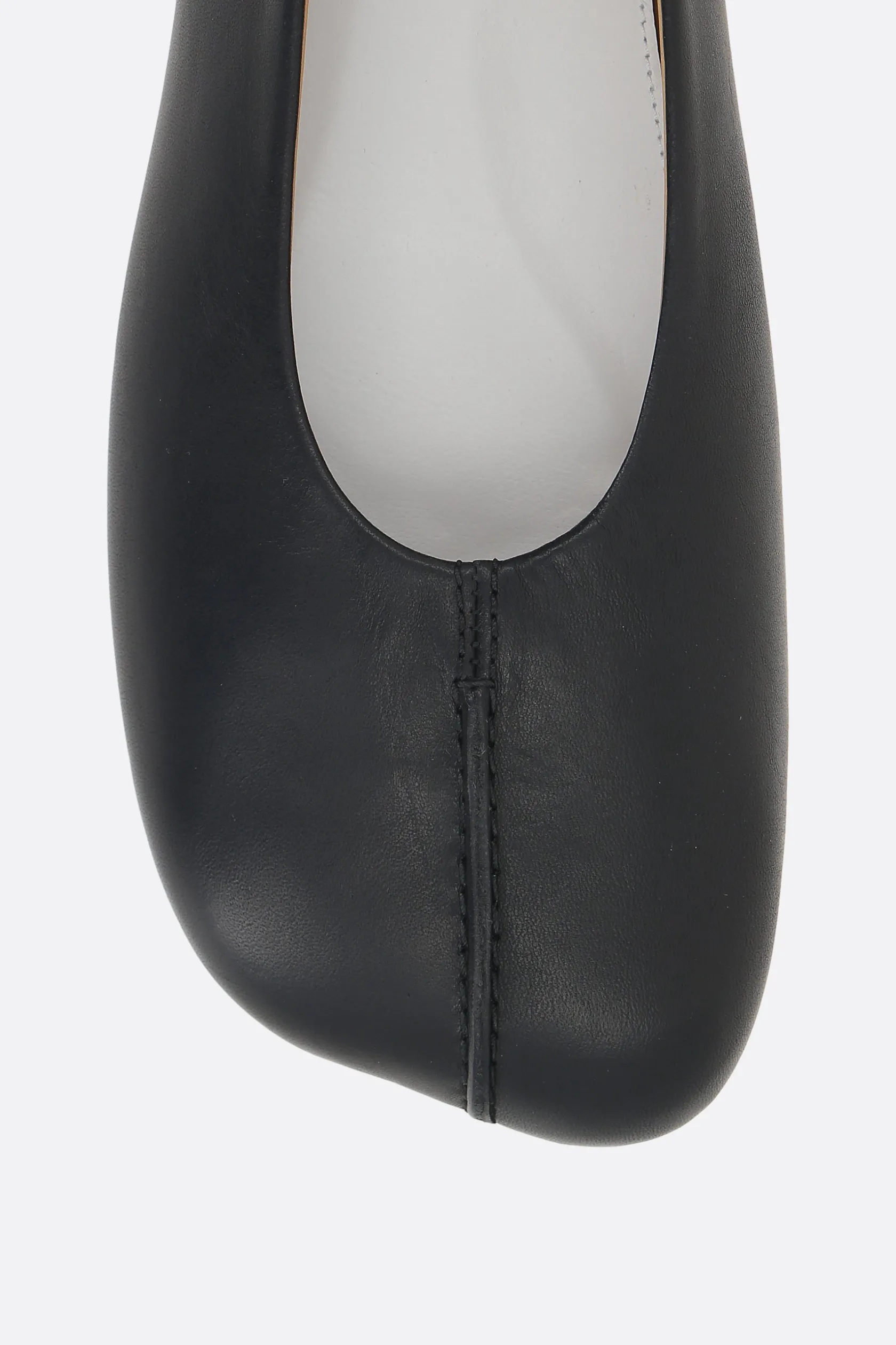 Scarpe Basse>MM6 ballerina in pelle stitch-out Nero