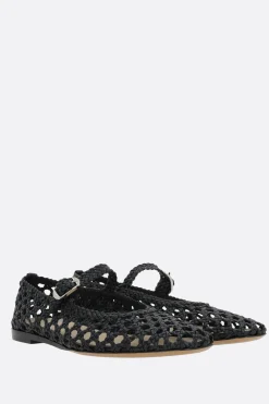 Scarpe Basse>LE MONDE BERYL ballerina mary-jane in pelle intrecciata Nero