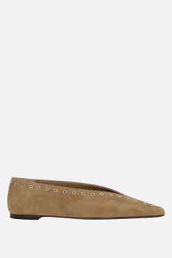 Scarpe Basse>TOTEME ballerina om suede con lacci Neutro