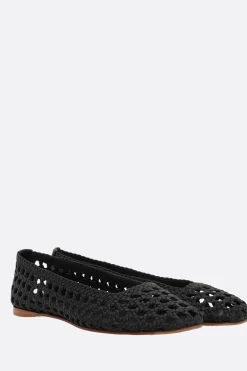 Scarpe Basse>PALOMA BARCELO' ballerina Shell in pelle intrecciata Nero