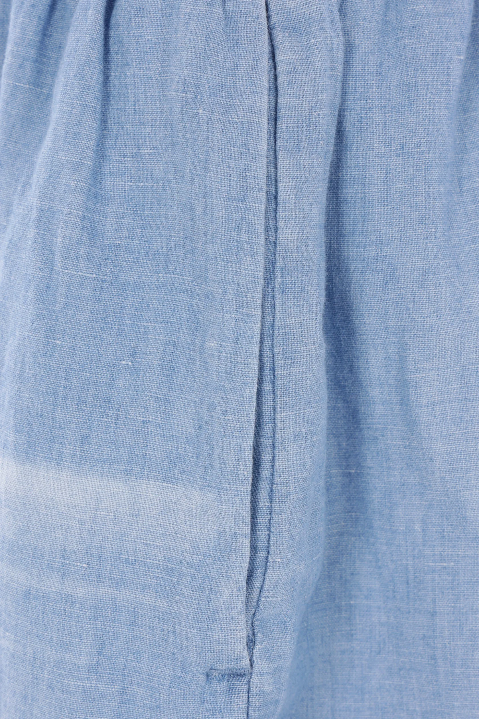 Pantaloni>ACNE STUDIOS bermuda in cotone e lino stampa logo Blu