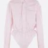 Topwear>VAQUERA body in popeline di cotone a righe Rosa
