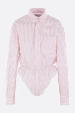 Topwear>VAQUERA body in popeline di cotone a righe Rosa