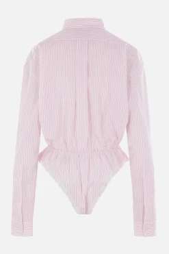 Topwear>VAQUERA body in popeline di cotone a righe Rosa
