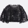 Topwear>MOLLY GODDARD bolero Greta in tulle con rouches Nero