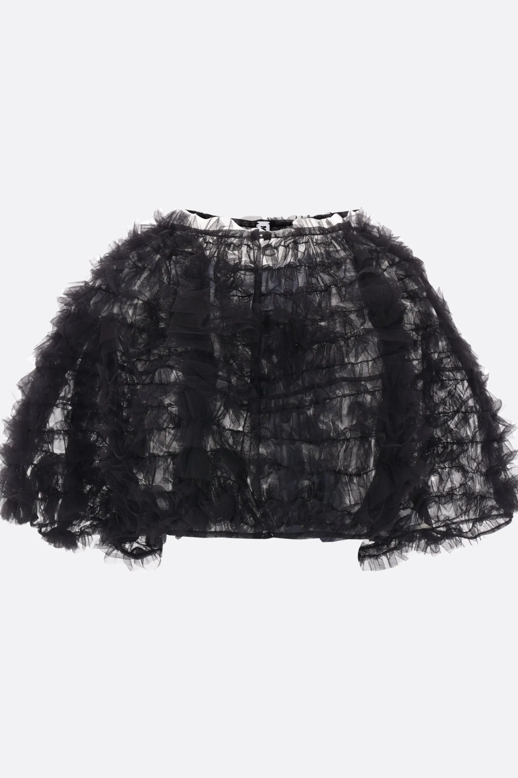 Topwear>MOLLY GODDARD bolero Greta in tulle con rouches Nero