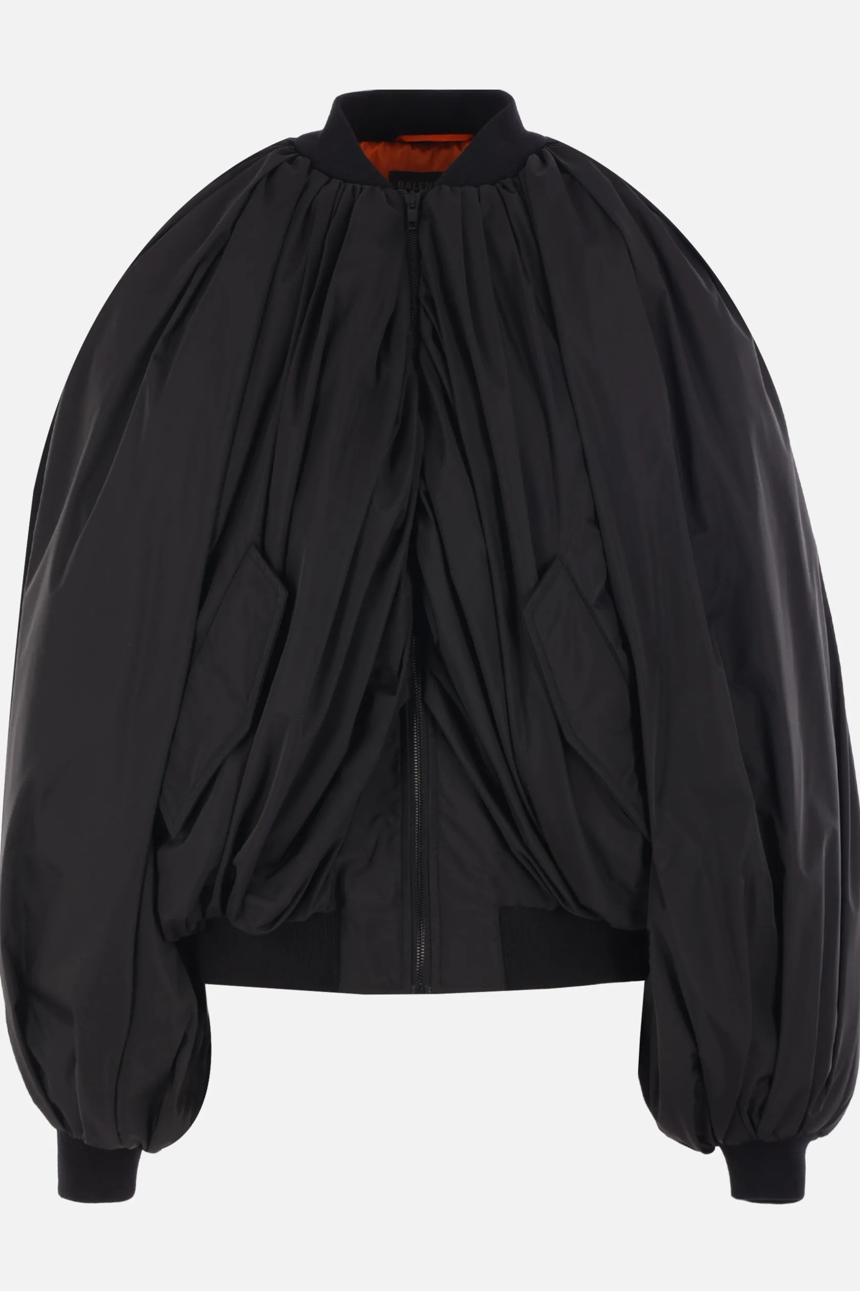 Capispalla>BALENCIAGA bomber drappeggiato in micro-faille tecnica Nero