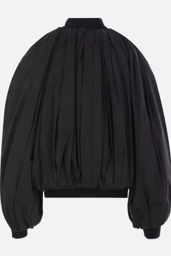 Capispalla>BALENCIAGA bomber drappeggiato in micro-faille tecnica Nero