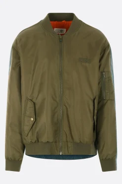 Capispalla>MM6 bomber imbottito in nylon e denim Verde