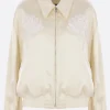 Capispalla>JIL SANDER bomber in duchesse con ricamo Neutro