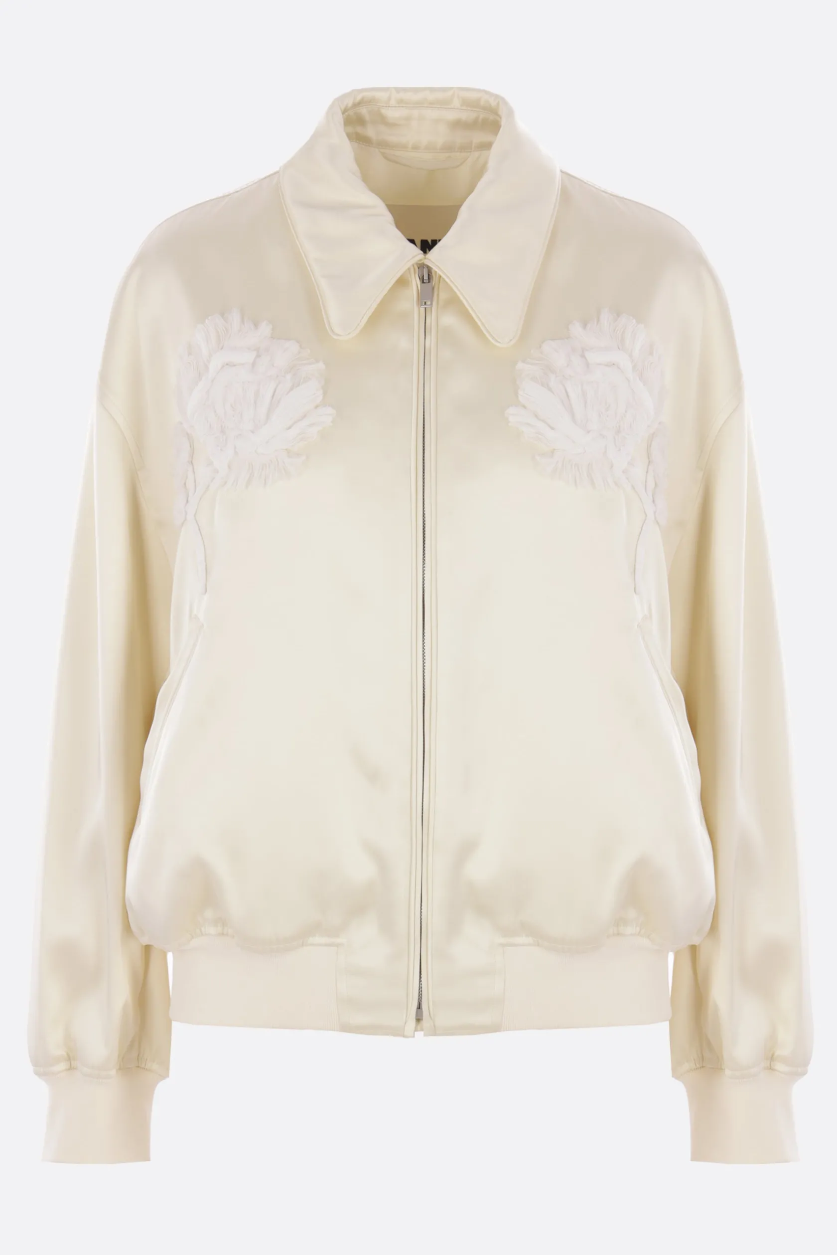 Capispalla>JIL SANDER bomber in duchesse con ricamo Neutro