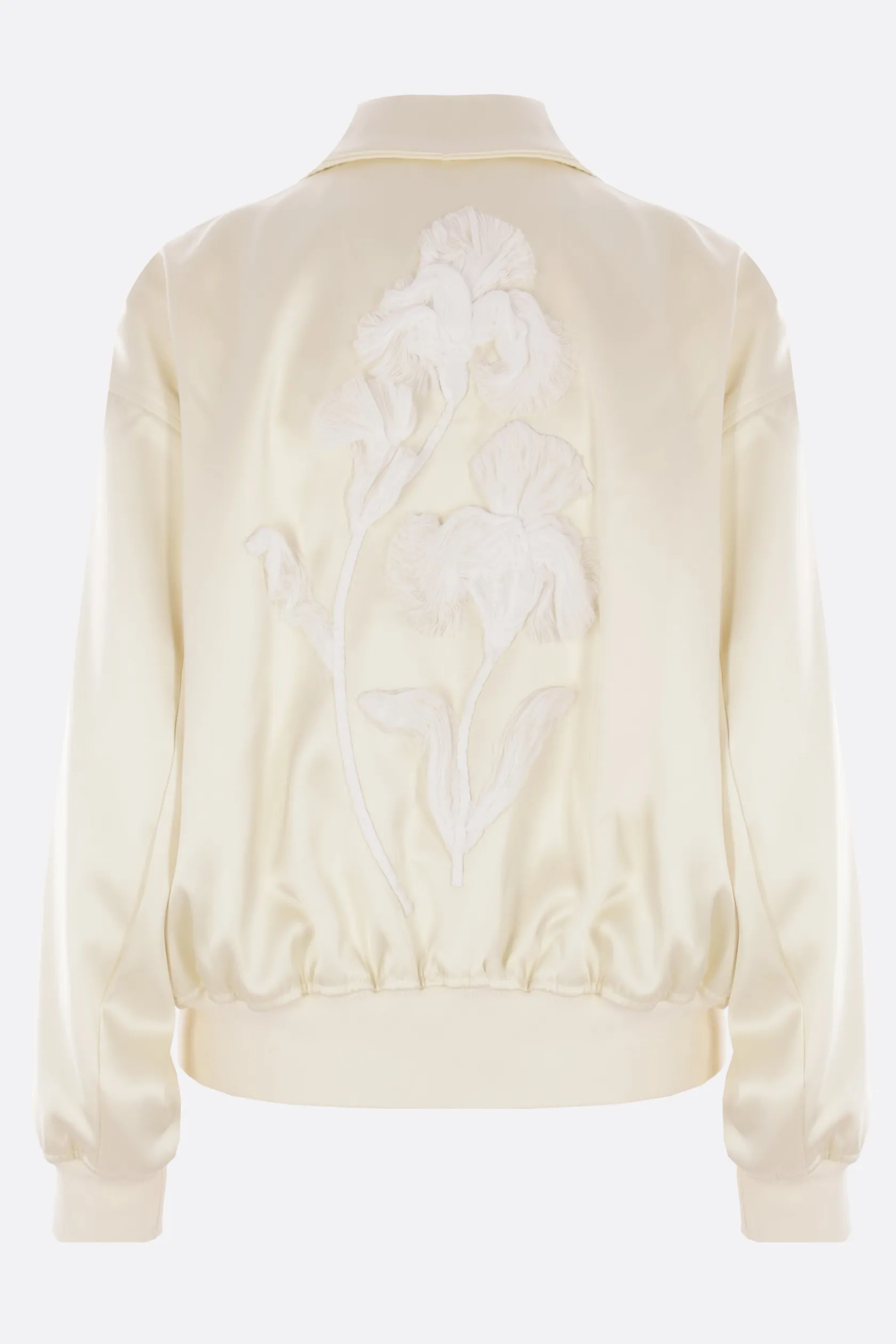 Capispalla>JIL SANDER bomber in duchesse con ricamo Neutro