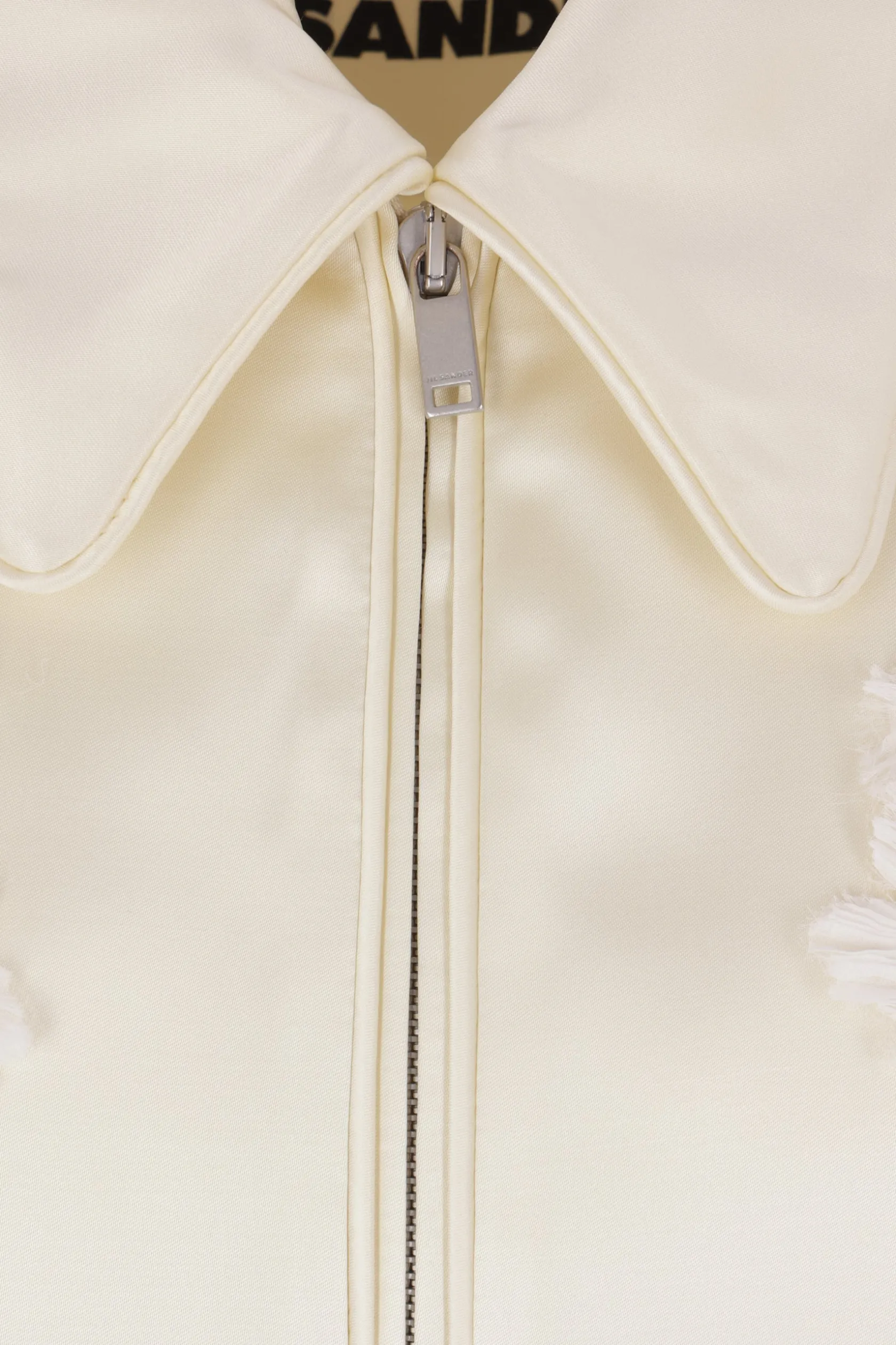Capispalla>JIL SANDER bomber in duchesse con ricamo Neutro