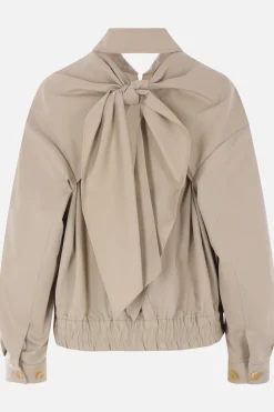 Capispalla>UNDERCOVER bomber in gabardine con fiocco Grigio