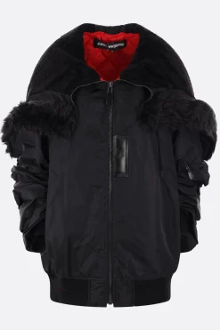 Capispalla>JUNYA WATANABE bomber oversize in nylon ed ecopelliccia Nero