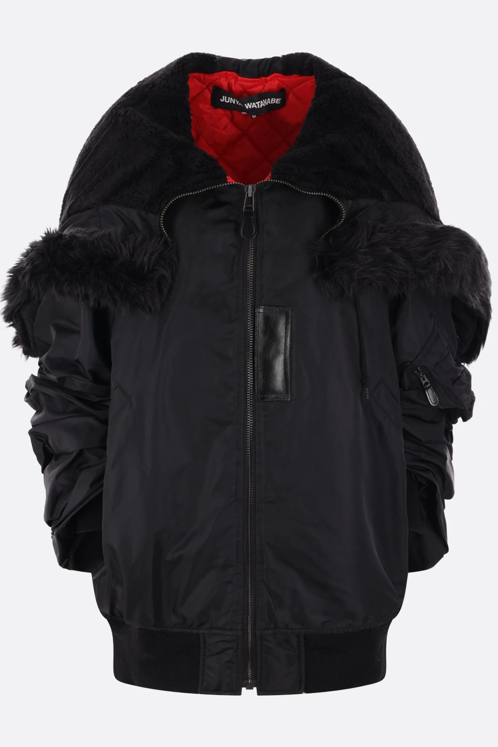 Capispalla>JUNYA WATANABE bomber oversize in nylon ed ecopelliccia Nero