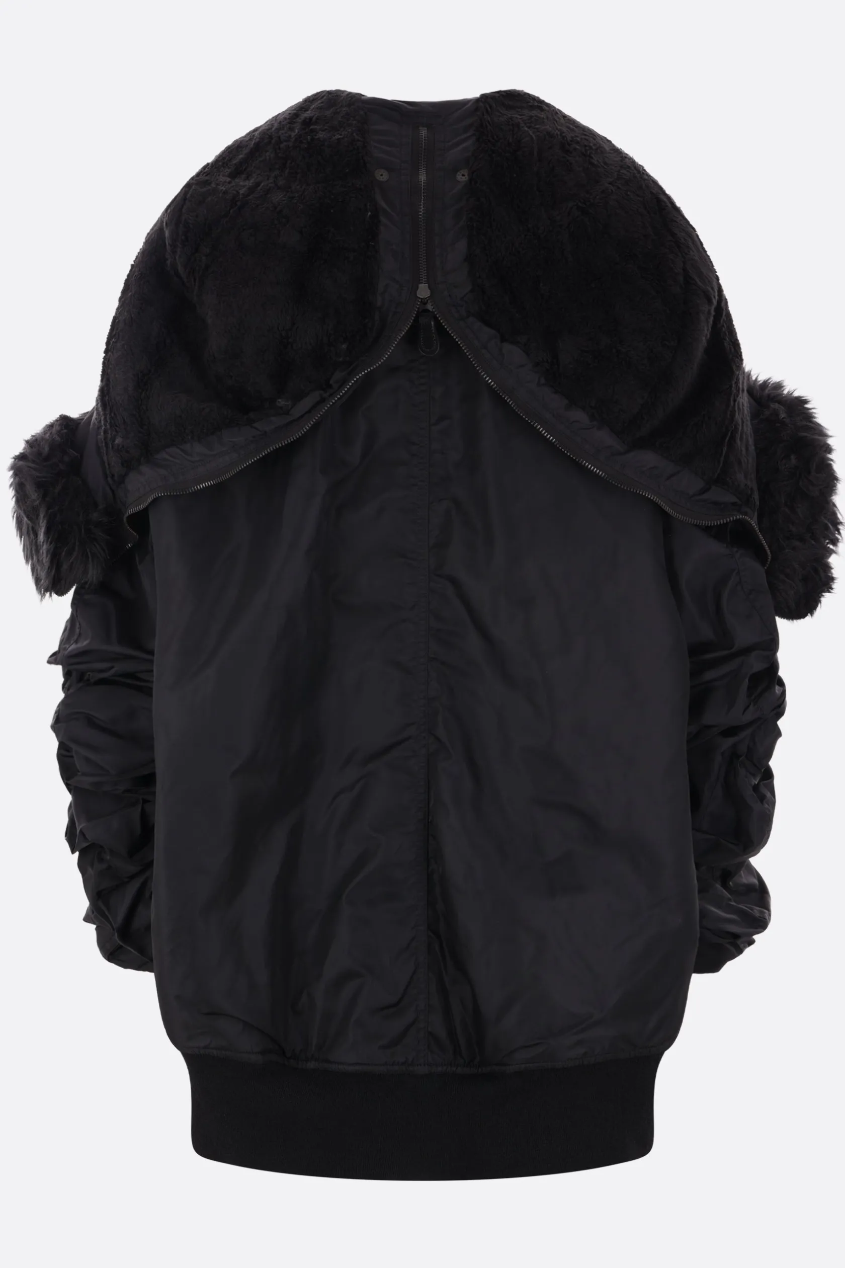 Capispalla>JUNYA WATANABE bomber oversize in nylon ed ecopelliccia Nero