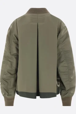 Capispalla>SACAI bomber oversize in twill di nylon Marrone