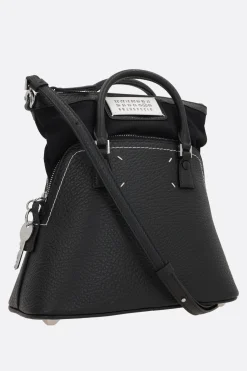 Borse A Mano>MAISON MARGIELA borsa a mano 5AC Classique mini in pelle martellata Nero