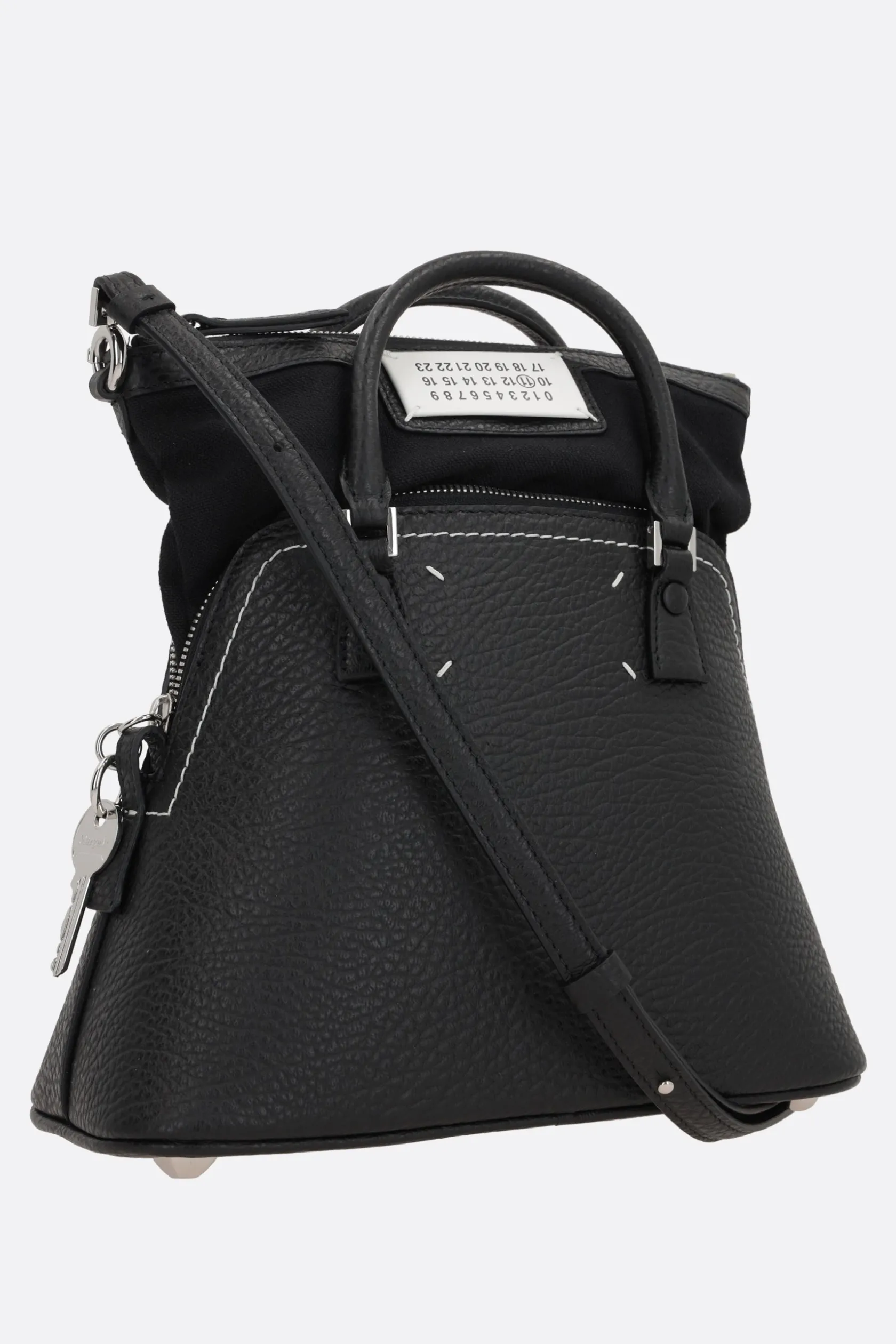 Borse A Mano>MAISON MARGIELA borsa a mano 5AC Classique mini in pelle martellata Nero