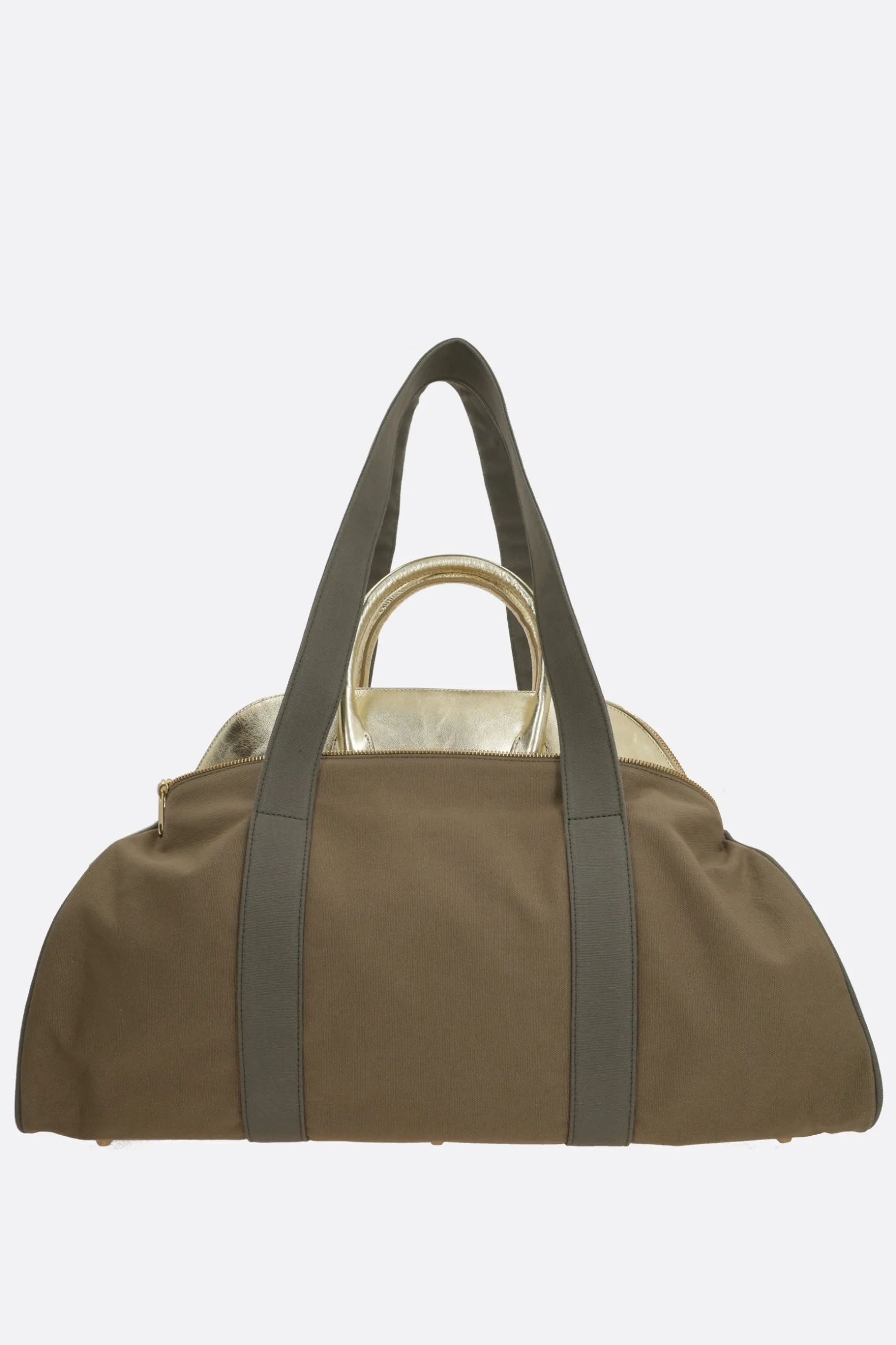 Borse A Mano>ALL IN borsa a mano Carrie in canvas e pelle laminata Verde