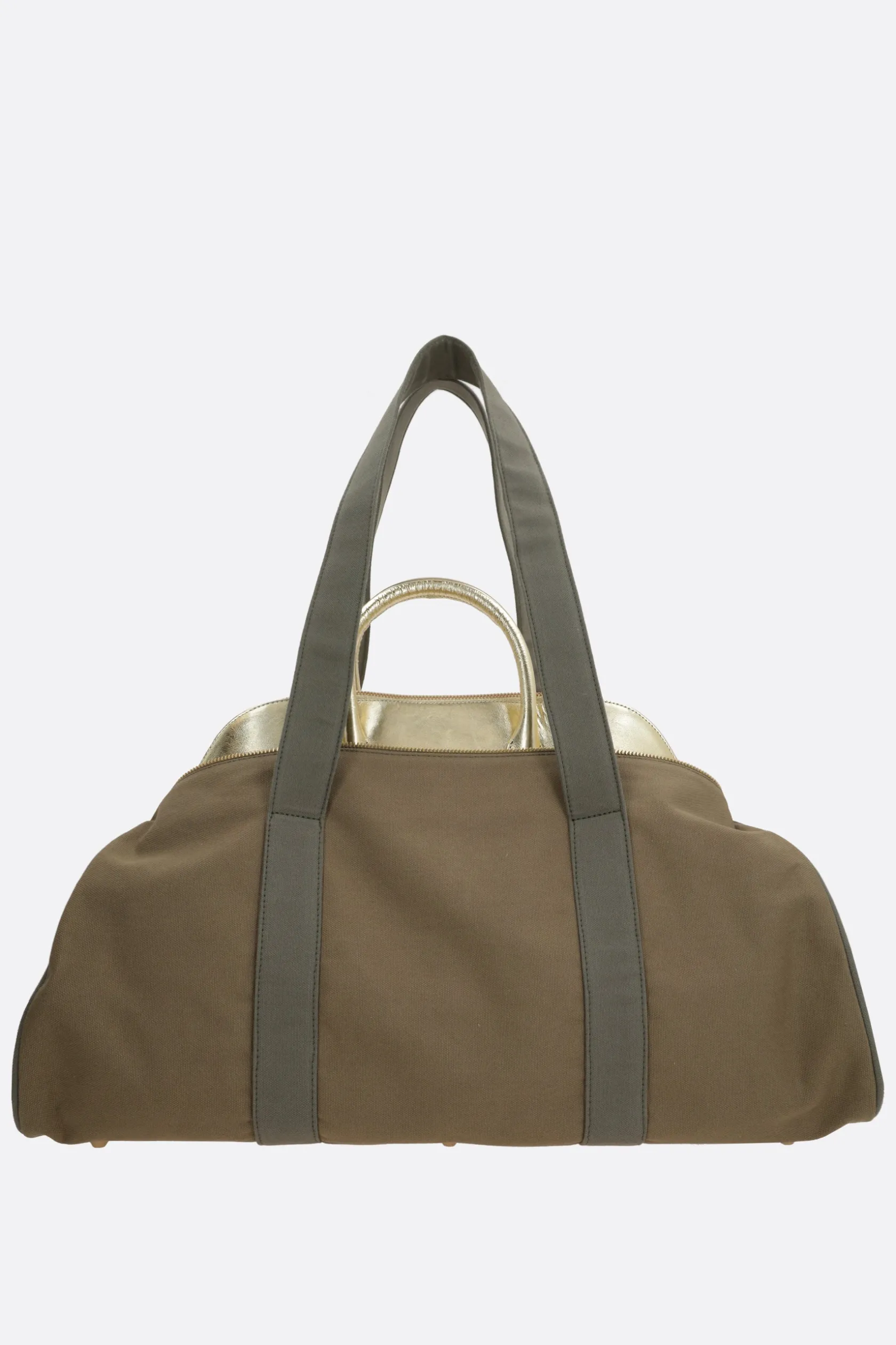 Borse A Mano>ALL IN borsa a mano Carrie in canvas e pelle laminata Verde