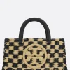 Borse A Mano>TORY BURCH borsa a mano Ella in rafia check Nero