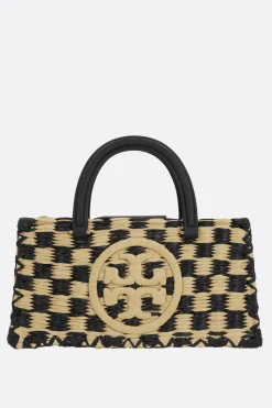 Borse A Mano>TORY BURCH borsa a mano Ella in rafia check Nero