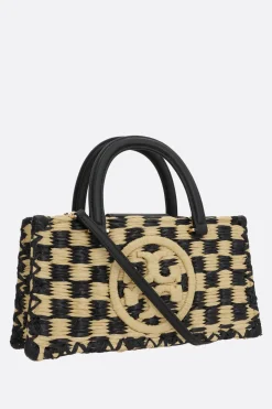 Borse A Mano>TORY BURCH borsa a mano Ella in rafia check Nero