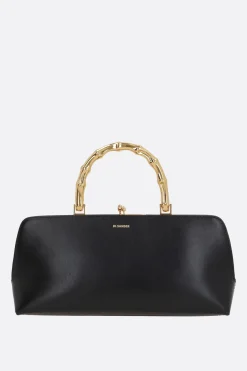 Borse A Mano>JIL SANDER borsa a mano Goji Bamboo small in pelle lucida Nero