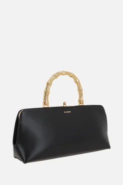 Borse A Mano>JIL SANDER borsa a mano Goji Bamboo small in pelle lucida Nero