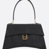 Borse A Mano>BALENCIAGA borsa a mano Hourglass Soft media in pelle liscia Nero