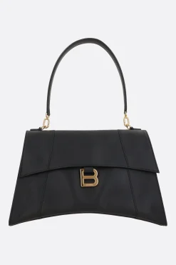 Borse A Mano>BALENCIAGA borsa a mano Hourglass Soft media in pelle liscia Nero